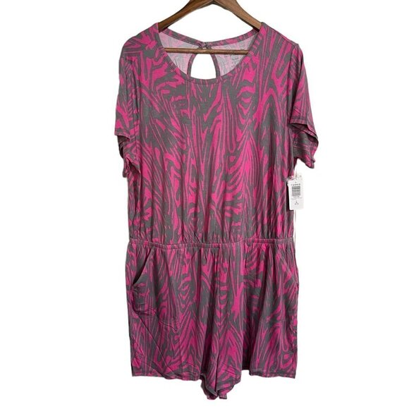 Torrid Womens NWT Zebra Stripe Pink Super Soft Sleep Lounge Romper Plus 4X - Picture 2 of 9